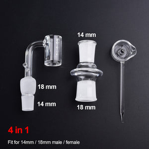 4 in 1 Quartz Nail for 14mm and 18mm male female collector, compatible for 20mm coil